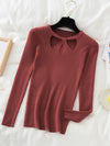 Hollow Out Knit Pullover Sweater - Women’s Autumn Winter Slim Soft Warm Jumper