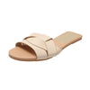 Woven Open Toe Flat Slides for Women Comfortable Casual Summer Slip-On Sandals
