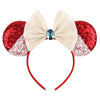 Sequin Snowflake Mouse Ear Headband with 5\" (12.7 cm) Bow – Kids & Adults Festival Party Cosplay Hairband