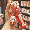 Santa and Reindeer Resin Christmas Keychain - Cute Cartoon Pendant Key Ring Charm for Backpack Purse Ornament