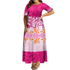 Women's Summer Puffed Sleeve Ankle-Length Printed Loose Casual Party Dress