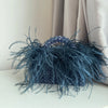 Pearl Bead Feather Fur Acrylic Crystal Box Clutch — Handmade Evening Party Handbag