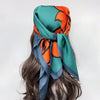 Silk-Feel Square Scarf 70 x 70 cm (27.6 x 27.6 in) Floral Satin Neckerchief – Women's Hair Band, Bandana & Wrap
