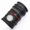 10-Pack Adjustable Black Woven Wrap Leather Bracelets – Handmade Unisex Rope Chain Lace-Up