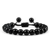 8mm Tiger Eye & Lava Stone Adjustable Braided Bracelet — Unisex Beaded Yoga Healing Energy Bracelet