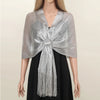 Metallic Scarf with Buckle - Shiny Bridal & Evening Shawl Wrap, Gold or Silver, 75 x 17.7 in (190 × 45 cm)
