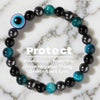 Triple Protection Bracelet - Blue Tiger's Eye & Black Obsidian Evil Eye Handmade Stretch Beaded Bracelet