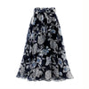 Floral Midi A-Line Skirt for Women, Boho Beach Casual with Elastic Waist and Belt, Plus Size