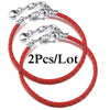 2-Pack Leather Chain Charm Bracelets with Beads – Handmade Couples Pulsera Jewelry (Unisex)