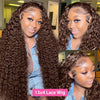 Chocolate Brown 13x6 Lace Front Wig – 100% Human Brazilian Deep Wave, Pre-Plucked, 38in (96cm)