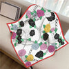 Twill Silk Square Scarf 90 x 90 cm (35.4 in) - Floral & Letter Print Women's Neck Kerchief Wrap