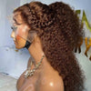 180% Density 26-Inch (66 cm) Glueless Kinky Curly Lace Front Wig, Brown Natural Hairline, Pre-Plucked with Baby Hair