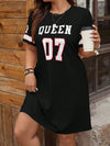 Plus Size Women's Summer Tenniscore Jersey Dress – Sporty Casual Letter & Geometric Print