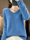 Fashion100% Merino Wool Sweater Cashmere  Pullover Women Knitwear V-Neck Long Sleeve  Autumn Winter Fashion Basic Clothing  Tops