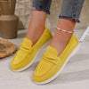 Women's British Style Slip-On Loafers Retro Flat Flannel Loafers Round Toe Large Sizes Available
