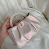 Pearl Handle Evening Clutch - Small Square PU Shoulder Messenger Bag for Women