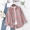 Women's Casual Loose Plaid Flannel Shirt - College Style Long-Sleeve Button-Up Blouse
