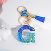 Acrylic Alphabet (A-Z) Tassel Keychain with Crystal Butterfly Charm - Fashion Key Ring Gift for Women