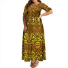 Women's Summer Puffed Sleeve Ankle-Length Printed Loose Casual Party Dress