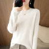 Women Striped Knit O-Neck Pullover Sweater Loose Long Sleeve Autumn Winter Casual Korean Fashion
