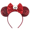 Mickey & Minnie Sequin Ear Headband with Bow – Disney-Inspired Hairband for Women & Kids, Party Cosplay