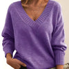Women's Loose-Fit V-Neck Knit Pullover, Casual Y2K Autumn/Winter Sweater