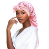 Women long Oversized Elastic Satin Bonnet Sleeping Cap With Ribbon Breathable Sleeping Cap Turban Sleep Headwear Bandanas