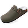 Suede Cork Clogs for Women - Adjustable Buckle Mules with Arch Support, Non-Slip Sandals for Outdoor & Home