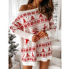 Women's Christmas Knit Sweater Dress - Long Sleeve Mini Holiday Party Dress, Warm Polyester