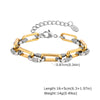 Two-Tone Chunky Chain Bracelet for Women - Mixed Metal Stainless Steel Adjustable Waterproof Link Bracelet