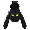 Y2K Gothic Women's Cat Ear Crop Hoodie Lace-Up Hollow-Out Long Sleeve Pullover