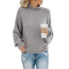 Plus Size Women's Knit Turtleneck Sweater Pullover (S-3XL) - Long Striped Loose Fit