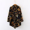 Vintage Button Front Jacquard Chiffon Long Cardigan Blouse - Loose Plus Size Top