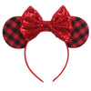 Sequin Snowflake Mouse Ear Headband with 5\" (12.7 cm) Bow – Kids & Adults Festival Party Cosplay Hairband