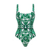 Women's Long Sleeve Majolica Print Bikini Set with High-Waist Skirt - Wire-Free Padded Beach Swimsuit