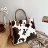 Yogodlns Faux Fur Animal Print Shoulder Bag - Soft Women's Casual Tote with Hasp Closure and Polyester Lining