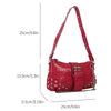 Vintage Gothic PU Leather Baguette Shoulder Bag with Chain and Rivets - Women's Underarm Sling Purse