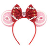 Sequin Snowflake Mouse Ear Headband with 5\" (12.7 cm) Bow – Kids & Adults Festival Party Cosplay Hairband