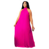 Plus Size Halter Bandage Sleeveless Maxi Dress – Hollow-Out Split A-Line Evening Gown