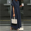 Plus Size Loose O-Neck Short Sleeve Maxi Dress L-5XL - Solid Color Ankle-Length Casual Summer Dress