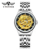 Golden Phoenix Skeleton Dial Automatic Women's Watch Stainless Steel Waterproof Luxury