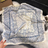 Luxury Square Silk-Feel Scarf 70 x 70 cm (27.6 x 27.6 in) Korean Fashion Floral Bandana Kerchief Wrap
