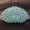 Sky Blue Crystal Evening Clutch Minaudiere – Rhinestone Metal Box Handbag for Wedding & Party