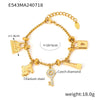 316L Stainless Steel Heart Charm Bracelet for Women 18K Gold Plated with Shining Zircon Pendant