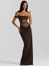 Mozision One-Shoulder Lace Sheer Maxi Dress – Backless Sleeveless Club Gown