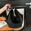 Leopard Faux Fur Shoulder Bag for Women - Large Plush Casual Tote Handbag