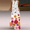 Elegant Sunflower 3D Floral Maxi Dress – Sleeveless V-Neck Summer Beach Sundress for Women