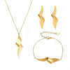 Geometric Pendant Jewelry Set – Stainless Steel Necklace, Bracelet & Earrings for Women, Gold-Tone