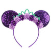 Sequin Snowflake Mouse Ear Headband with 5\" (12.7 cm) Bow – Kids & Adults Festival Party Cosplay Hairband