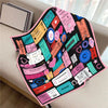 Twill Silk Square Scarf 90 x 90 cm (35.4 in) - Floral & Letter Print Women's Neck Kerchief Wrap